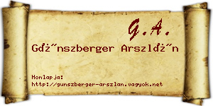 Günszberger Arszlán névjegykártya